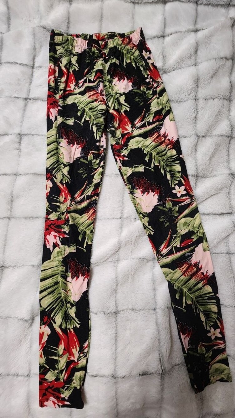 Lot of 6 - Simply Basic Floral Print Leggings Elastic Waistband - Women XXS
